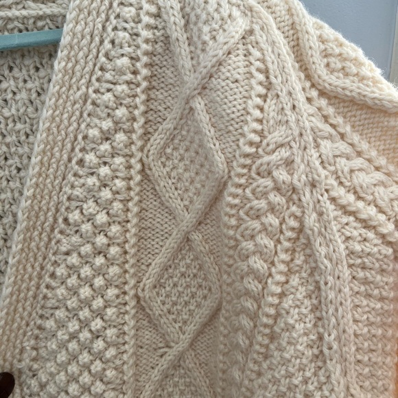 Cream Chunky Knit Cardigan Sweater - Picture 3 of 16